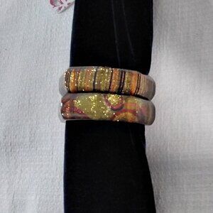 J Love bangles bracelet Set of 2 Chunky Acrylic Beach Pool Travel Sparkle Bold